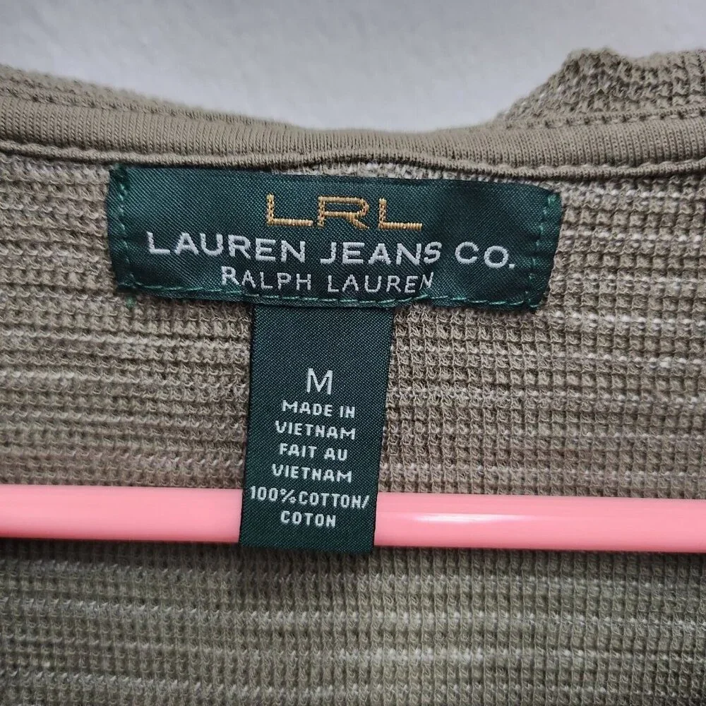 Lauren Jeans Co Ralph‎ Lauren Womens Hoodie Medium Olive Green Striped Pullover